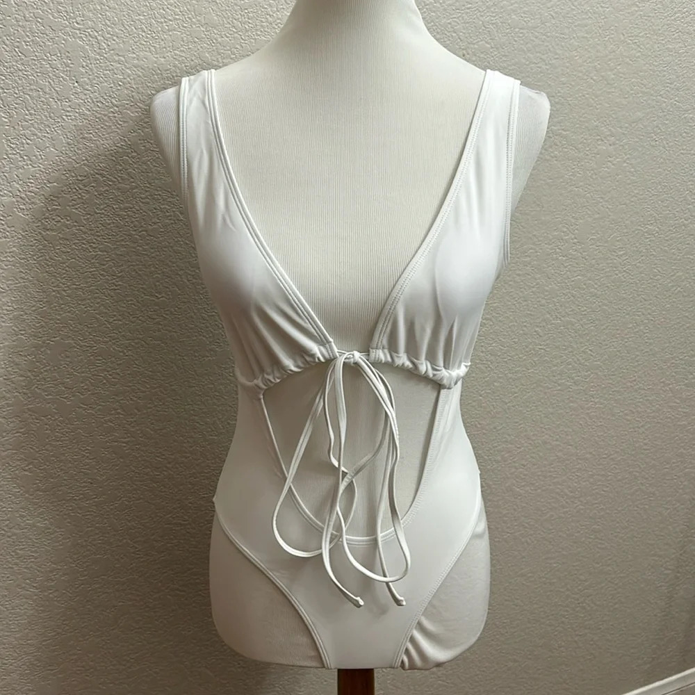 Fashion Nova White Sexy One Piece Swimwear